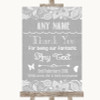 Grey Burlap & Lace Thank You Bridesmaid Page Boy Best Man Wedding Sign