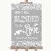 Grey Burlap & Lace Don't Be Blinded Sunglasses Customised Wedding Sign