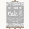 Grey Burlap & Lace Let Them Eat Cake Customised Wedding Sign