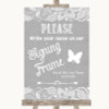 Grey Burlap & Lace Signing Frame Guestbook Customised Wedding Sign