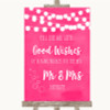 Hot Fuchsia Pink Watercolour Lights Blow Bubbles Customised Wedding Sign