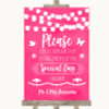 Hot Fuchsia Pink Lights Don't Post Photos Online Social Media Wedding Sign