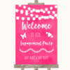 Hot Fuchsia Pink Watercolour Lights Welcome To Our Engagement Party Wedding Sign