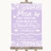 Lilac Burlap & Lace Don't Post Photos Online Social Media Wedding Sign