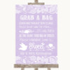 Lilac Burlap & Lace Grab A Bag Candy Buffet Cart Sweets Wedding Sign
