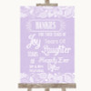 Lilac Burlap & Lace Hankies And Tissues Customised Wedding Sign