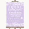 Lilac Burlap & Lace Instagram Photo Sharing Customised Wedding Sign