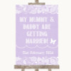 Lilac Burlap & Lace Mummy Daddy Getting Married Customised Wedding Sign