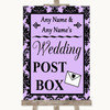 Lilac Damask Card Post Box Customised Wedding Sign