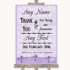 Lilac Shabby Chic Thank You Bridesmaid Page Boy Best Man Wedding Sign