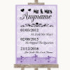 Lilac Shabby Chic Important Special Dates Customised Wedding Sign