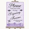 Lilac Shabby Chic Signing Frame Guestbook Customised Wedding Sign