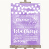 Lilac Watercolour Lights Cheeseboard Cheese Song Customised Wedding Sign