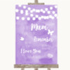 Lilac Watercolour Lights I Love You Message For Mum Customised Wedding Sign