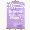 Lilac Watercolour Lights My Humans Are Getting Married Customised Wedding Sign