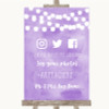 Lilac Watercolour Lights Social Media Hashtag Photos Customised Wedding Sign