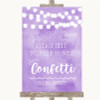 Lilac Watercolour Lights Take Some Confetti Customised Wedding Sign