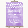 Lilac Watercolour Lights This Way Arrow Right Customised Wedding Sign