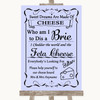 Lilac Cheese Board Song Customised Wedding Sign