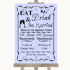 Lilac Signature Favourite Drinks Customised Wedding Sign