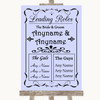 Lilac Who's Who Leading Roles Customised Wedding Sign