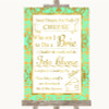 Mint Green & Gold Cheese Board Song Customised Wedding Sign