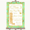 Mint Green & Gold Jenga Guest Book Customised Wedding Sign