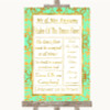 Mint Green & Gold Rules Of The Dance Floor Customised Wedding Sign