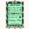 Mint Green Damask All Family No Seating Plan Customised Wedding Sign