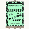 Mint Green Damask Don't Be Blinded Sunglasses Customised Wedding Sign