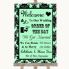 Mint Green Damask Welcome Order Of The Day Customised Wedding Sign