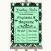 Mint Green Damask Who's Who Leading Roles Customised Wedding Sign
