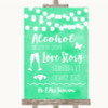 Mint Green Watercolour Lights Alcohol Bar Love Story Customised Wedding Sign