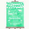 Mint Green Watercolour Lights As Families Become One Seating Plan Wedding Sign