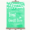 Mint Green Watercolour Lights Guest Tree Leaf Customised Wedding Sign