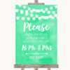 Mint Green Watercolour Lights Share Your Wishes Customised Wedding Sign