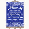 Navy Blue Burlap & Lace Don't Post Photos Online Social Media Wedding Sign