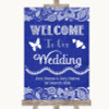 Navy Blue Burlap & Lace Welcome To Our Wedding Customised Wedding Sign