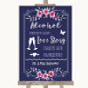 Navy Blue Pink & Silver Alcohol Bar Love Story Customised Wedding Sign