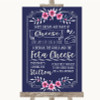 Navy Blue Pink & Silver Cheeseboard Cheese Song Customised Wedding Sign