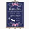 Navy Blue Pink & Silver Cigar Bar Customised Wedding Sign