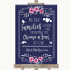 Navy Blue Pink & Silver As Families Become One Seating Plan Wedding Sign