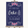 Navy Blue Pink & Silver Let Them Eat Cake Customised Wedding Sign