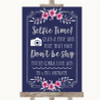 Navy Blue Pink & Silver Selfie Photo Prop Customised Wedding Sign