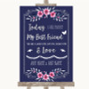 Navy Blue Pink & Silver Today I Marry My Best Friend Customised Wedding Sign