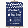 Navy Blue Watercolour Lights Alcohol Bar Love Story Customised Wedding Sign Navy Blue Watercolour Lights Alcohol Bar Love Story Customised Wedding Sign