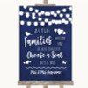 Navy Blue Watercolour Lights As Families Become One Seating Plan Wedding Sign