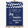 Navy Blue Watercolour Lights Hankies And Tissues Customised Wedding Sign