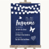 Navy Blue Watercolour Lights Important Special Dates Customised Wedding Sign