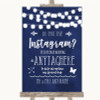 Navy Blue Watercolour Lights Instagram Photo Sharing Customised Wedding Sign